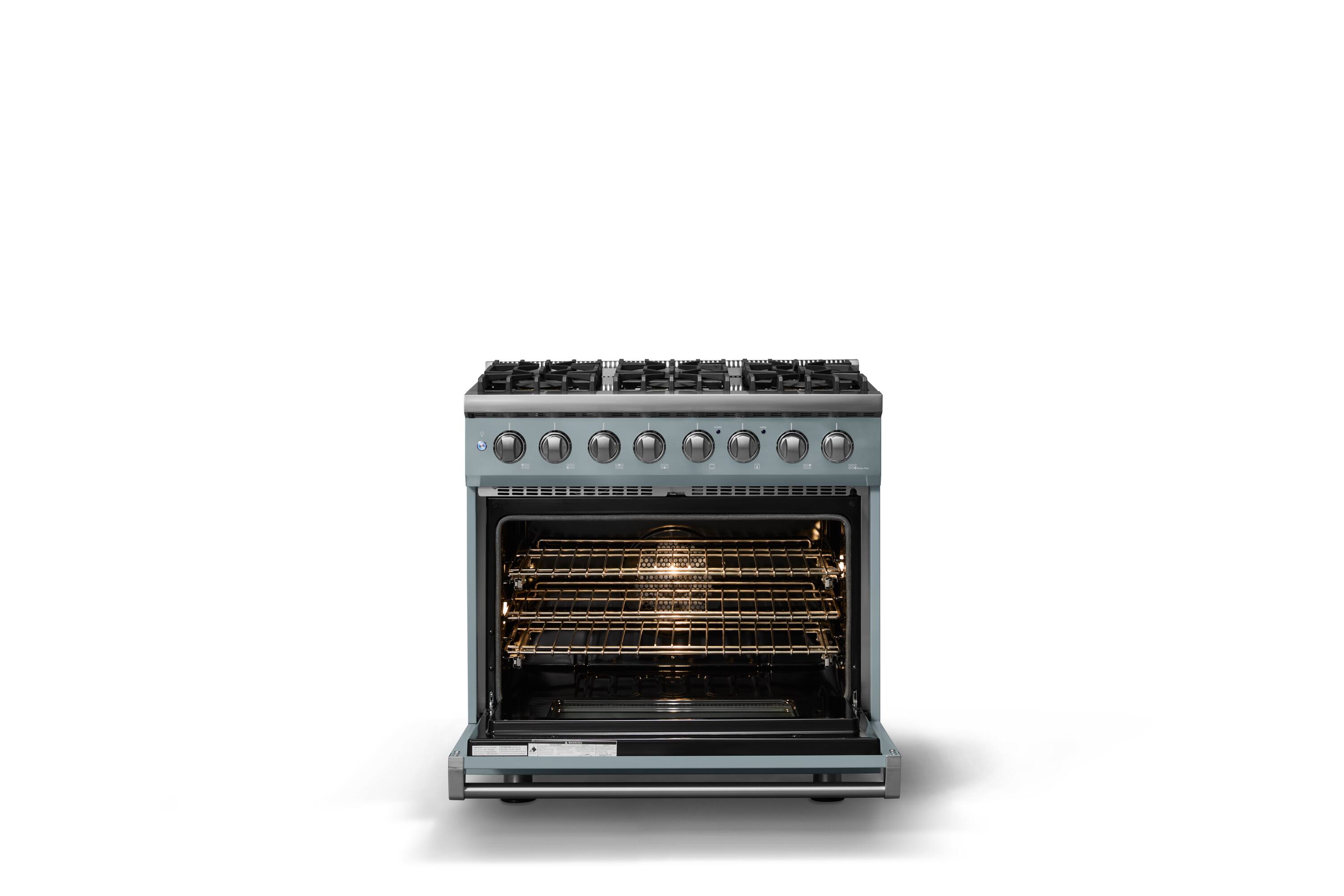 Alt View 2. Viking - 36 in. Wide 6 Burner Pro5S 5.6 Cu. Ft. Freestanding Sealed Dual Fuel Convection LP Range - November Sky - November Sky.