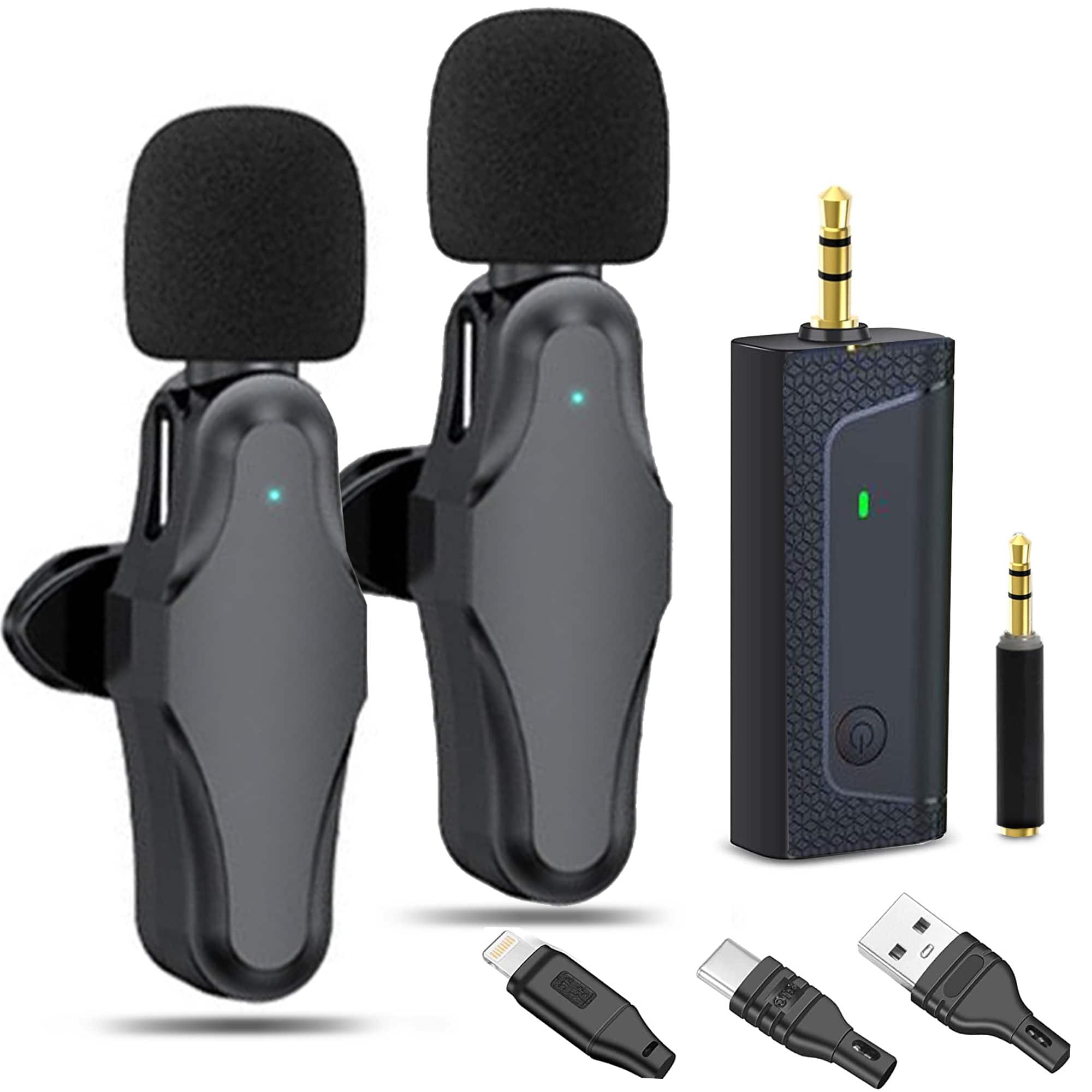 Vivitar - Vidpro 2-Person Wireless Lavalier Microphone Set 60 ft Range 2.4GHz 3.5mm Plug TTRS Lightening and USB-C Adapter