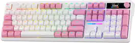 REDRAGON - K762 PRO Wireless 104-Key Gasket Gaming Keyboard, Screen & Knob - White&Pink