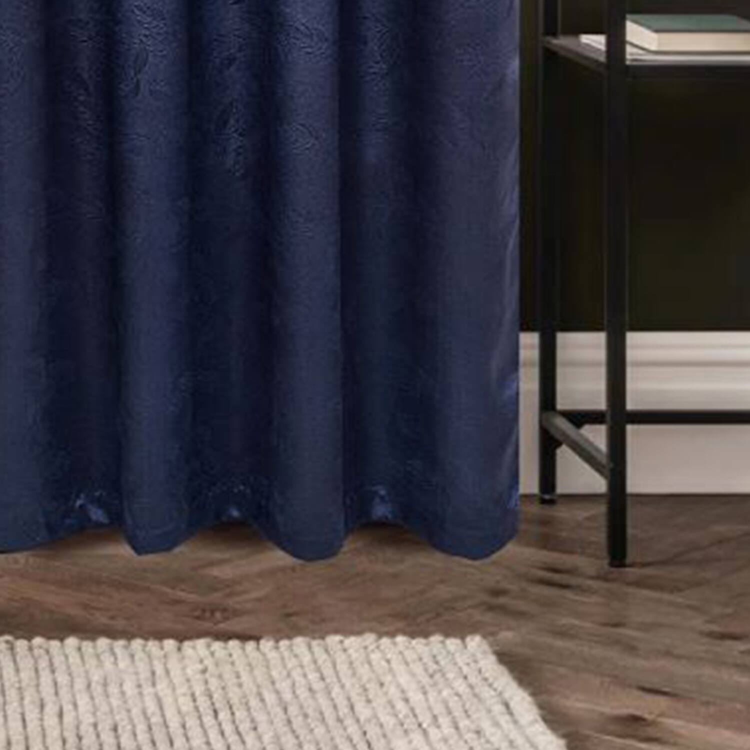 Alt View 2. Olivia Gray - Olivia Gray 100% Polyester 200 GSM Arlo Embossed Blackout Grommet Curtain Panel 54" x 84" Navy - Navy.