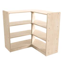 Flash Furniture - Bright Beginnings Commercial Grade 3 Tier Wooden Classroom Open Corner Storage Unit, Safe, Kid Friendly Design - Natural