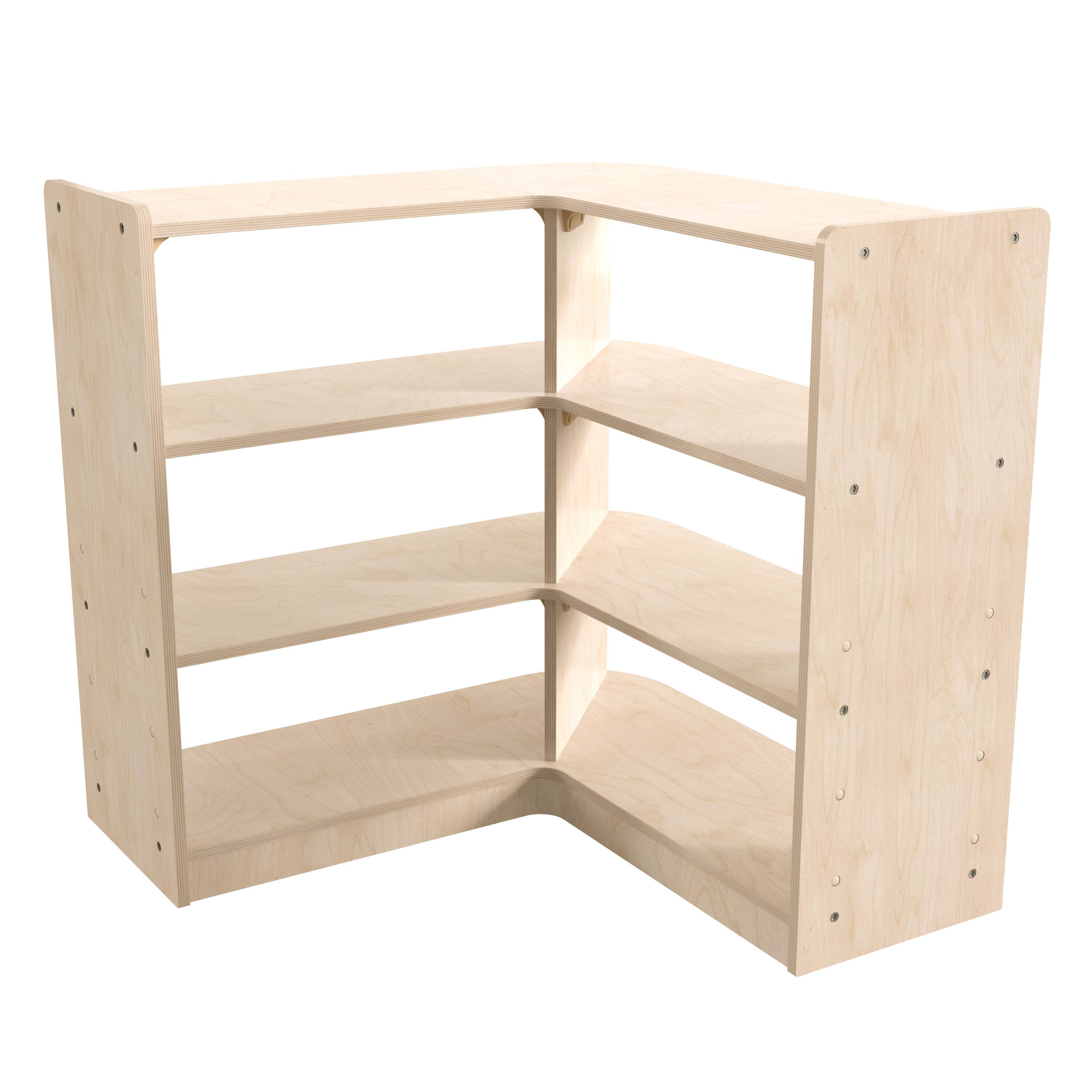 Front. Flash Furniture - Bright Beginnings Commercial Grade 3 Tier Wooden Classroom Open Corner Storage Unit, Safe, Kid Friendly Design, Natural - Natural.