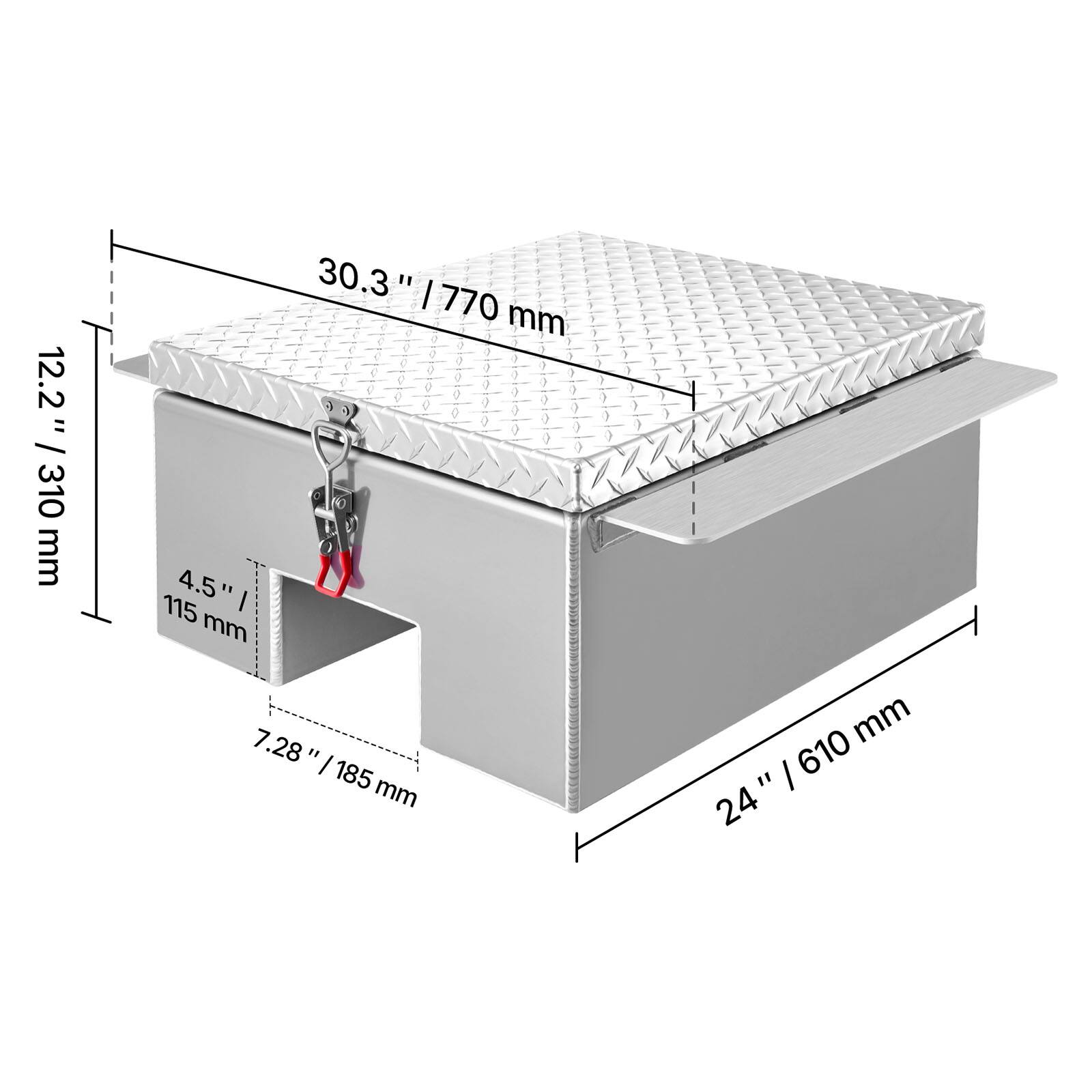 12.2" / 310 mm  
30.3" / 770 mm  
4.5" / 115 mm  
7.28" / 185 mm  
24" / 610 mm