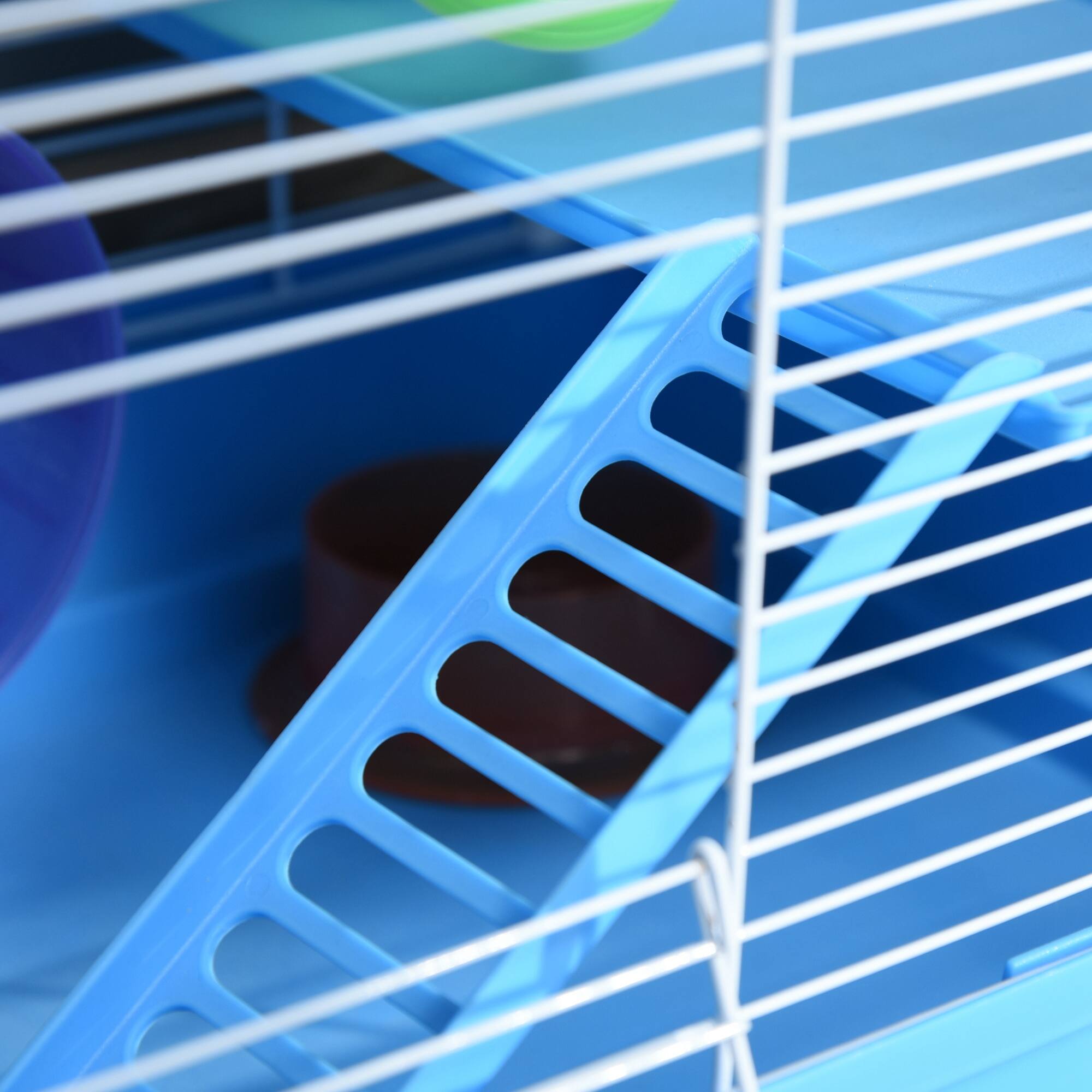 Alt View 5. Pawhut - 2-Level Hamster Cage, Rodent, Metal Wire with Exercise Wheel, Play Tubes, Water Bottle, Food Dishes, Interior Ladder.