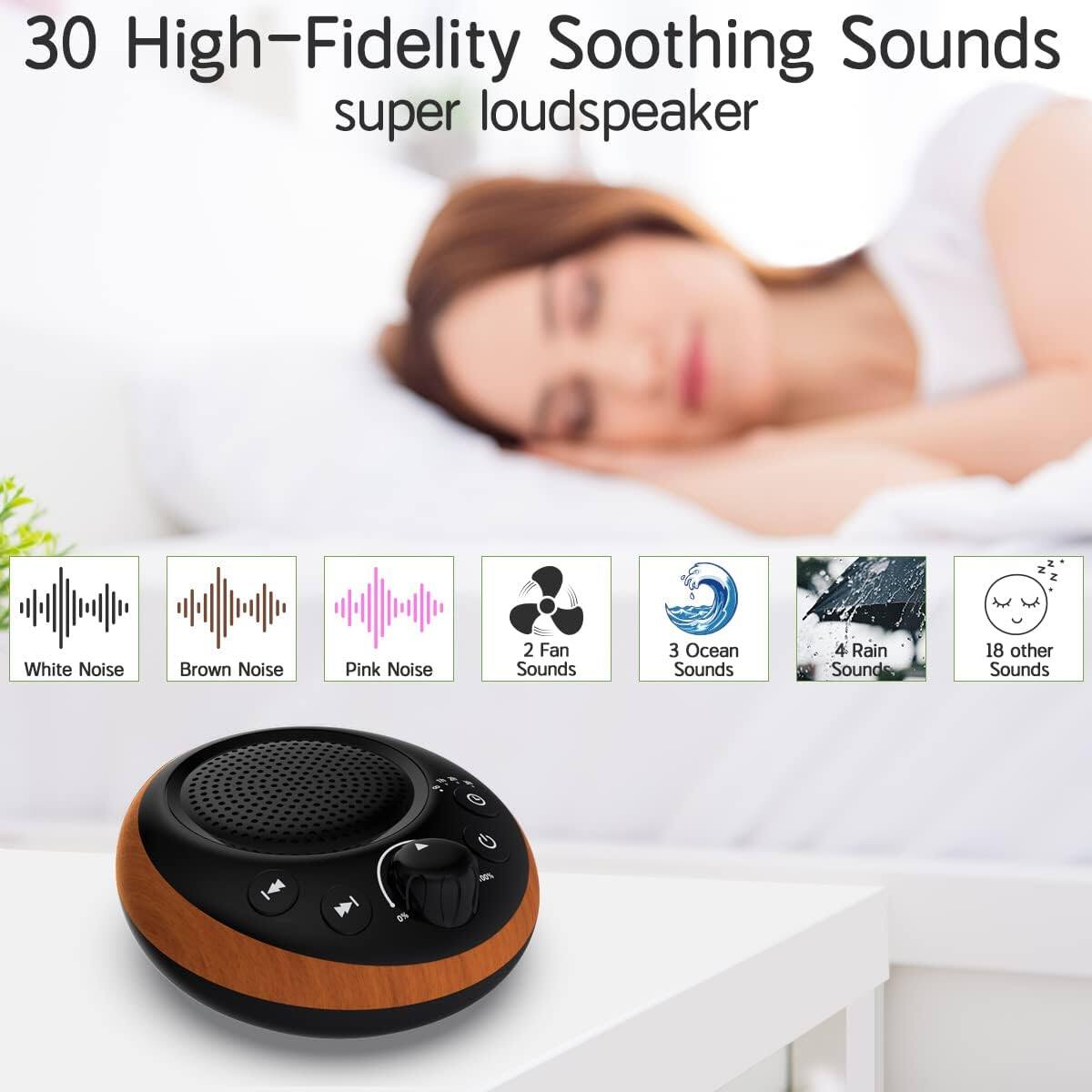 30 High-Fidelity Soothing Sounds super loudspeaker

- White Noise
- Brown Noise
- Pink Noise
- 2 Fan Sounds
- 3 Ocean Sounds
- 4 Rain Sounds
- 18 other Sounds