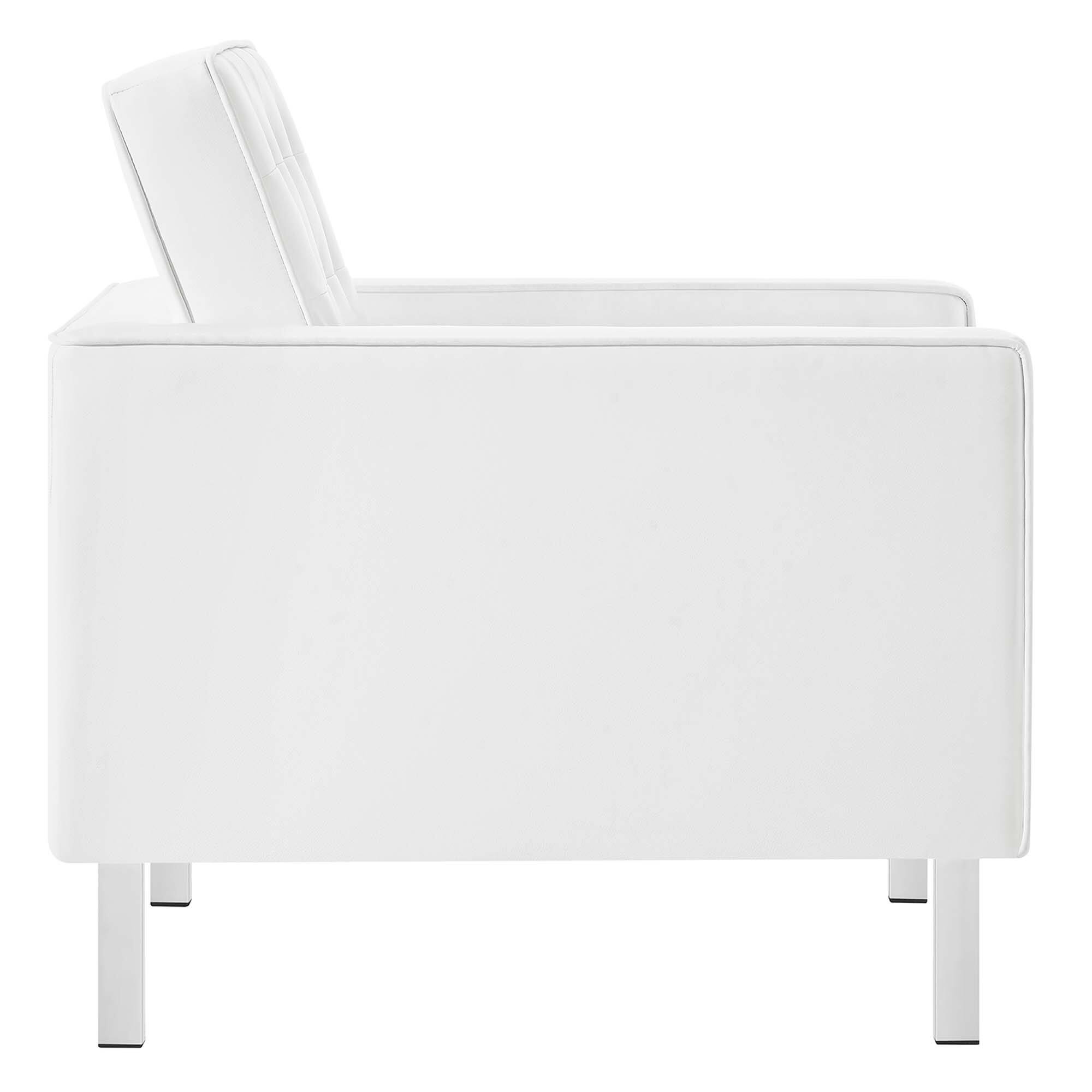 Alt View 6. Modway - Loft 3-Piece Tufted Vegan Leather Furniture Set by Modway - Silver White.