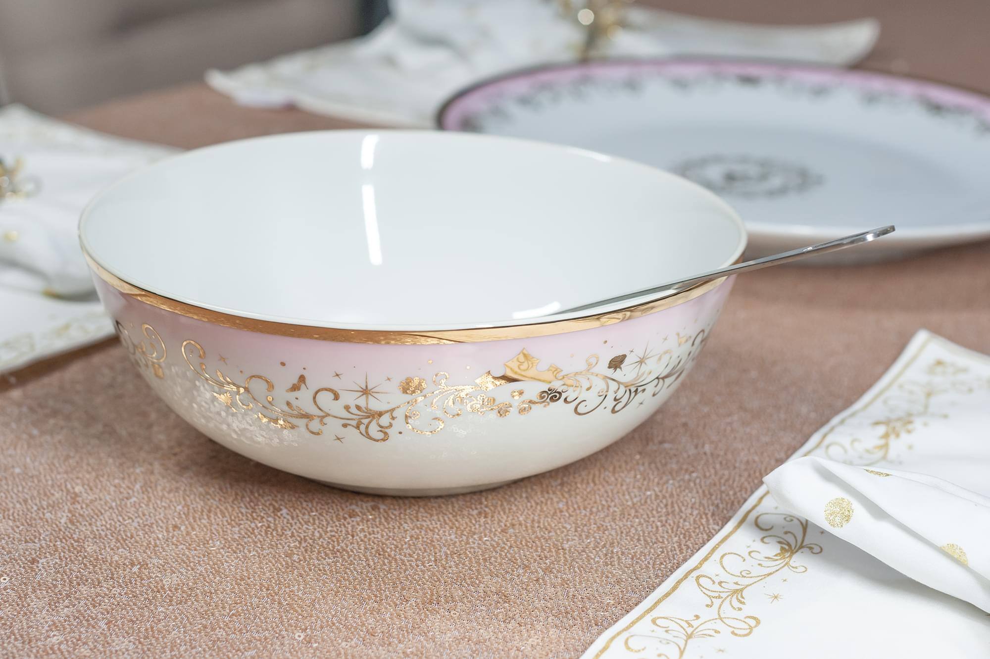 Alt View 3. Ukonic - Disney Princess Ceramic Serving Bowl | Elegant Dinner Bowl Measures 10.5 Inches - Gold.