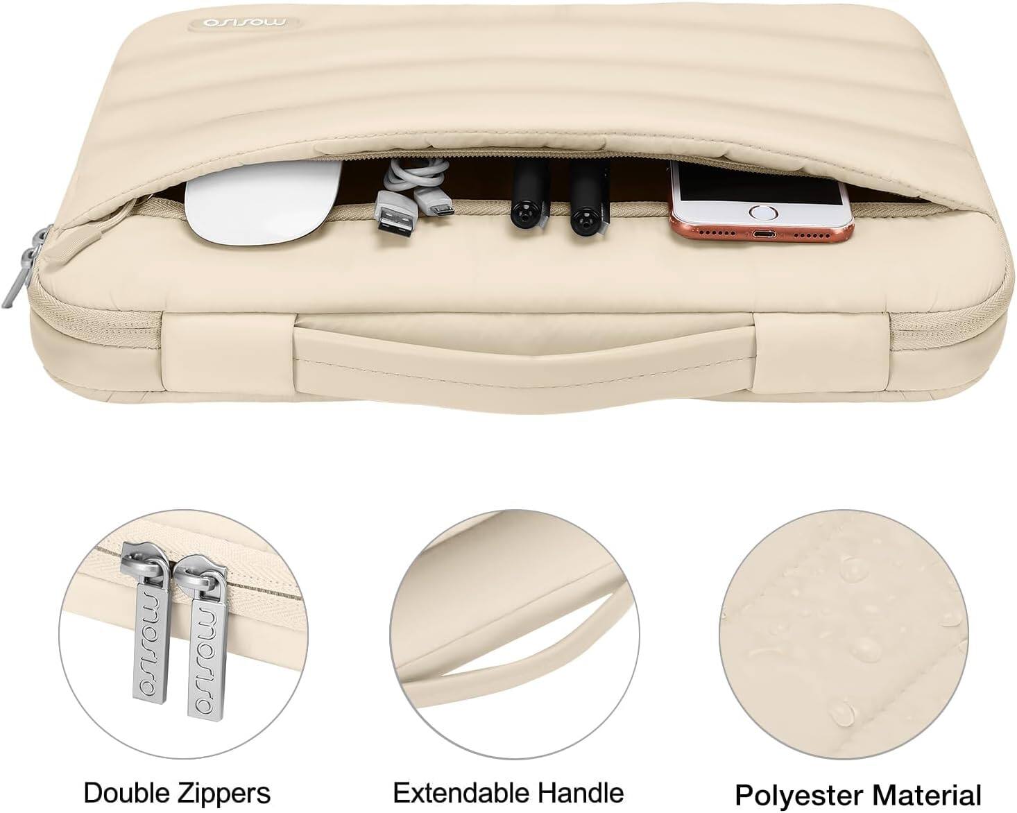 osow mosso mosiso Double Zippers Extendable Handle Polyester Material