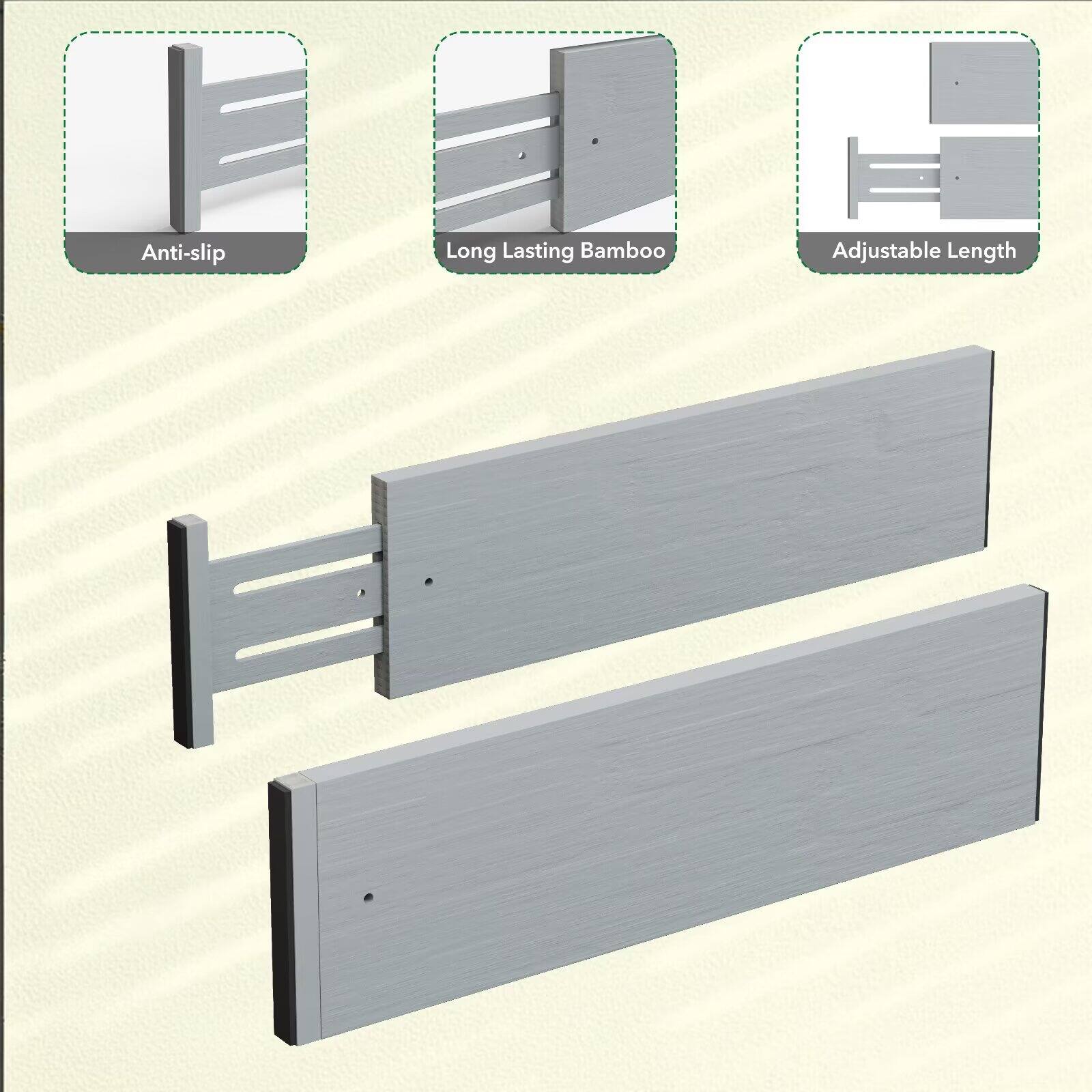 Anti-slip, Long Lasting Bamboo, Adjustable Length