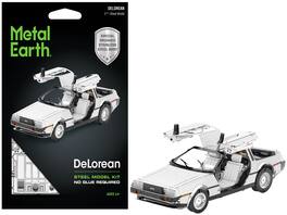 Model Kit DeLorean Brushed Metal (Moderate Difficulty) Steel Model by Metal Earth - Gray