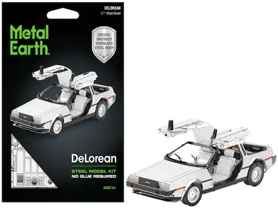Metal Earth
DeLorean
2½" Sheet Model
SPECIAL BRUSHED STAINLESS STEEL BODY
DeLorean
STEEL MODEL KIT
NO GLUE REQUIRED
AGES 14+