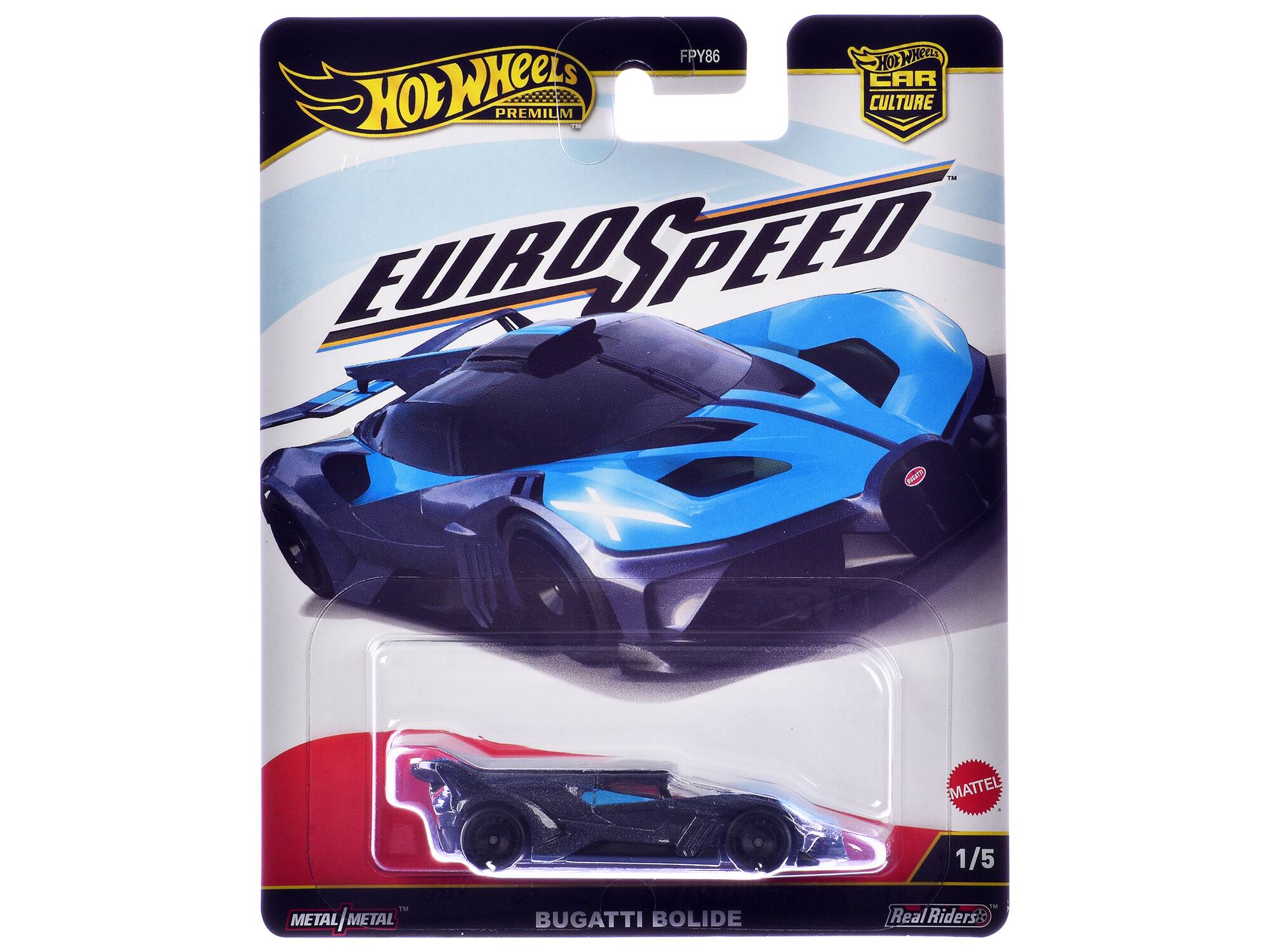 FPY86 HOT WHEELS CAR CULTURE EURO SPEED A Pilar EMATTEL 1/5 1M METAL METAL METAL METAL BUGATTI BOLIDE -- Riders