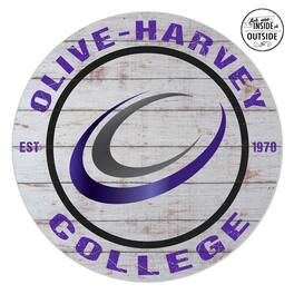 Jardine - Olive-Harvey College Purple Panthers 20'' x 20'' Indoor/Outdoor Weathered Circle Sign - White