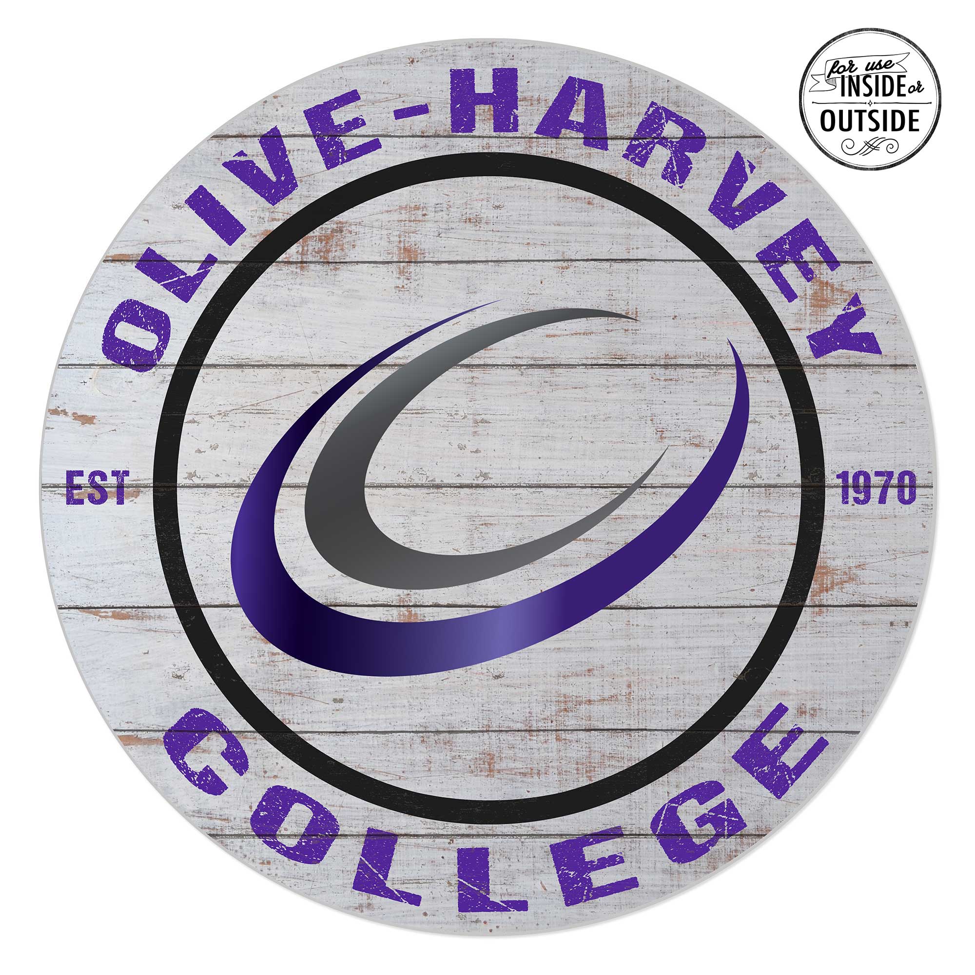 Olive-Harvey College Purple Panthers 20'' x 20'' Indoor/Outdoor Weathered Circle Sign