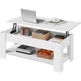 SlickBlue - Wood Finish Lift-Top Coffee Table that Doubles as Laptop Desk - White