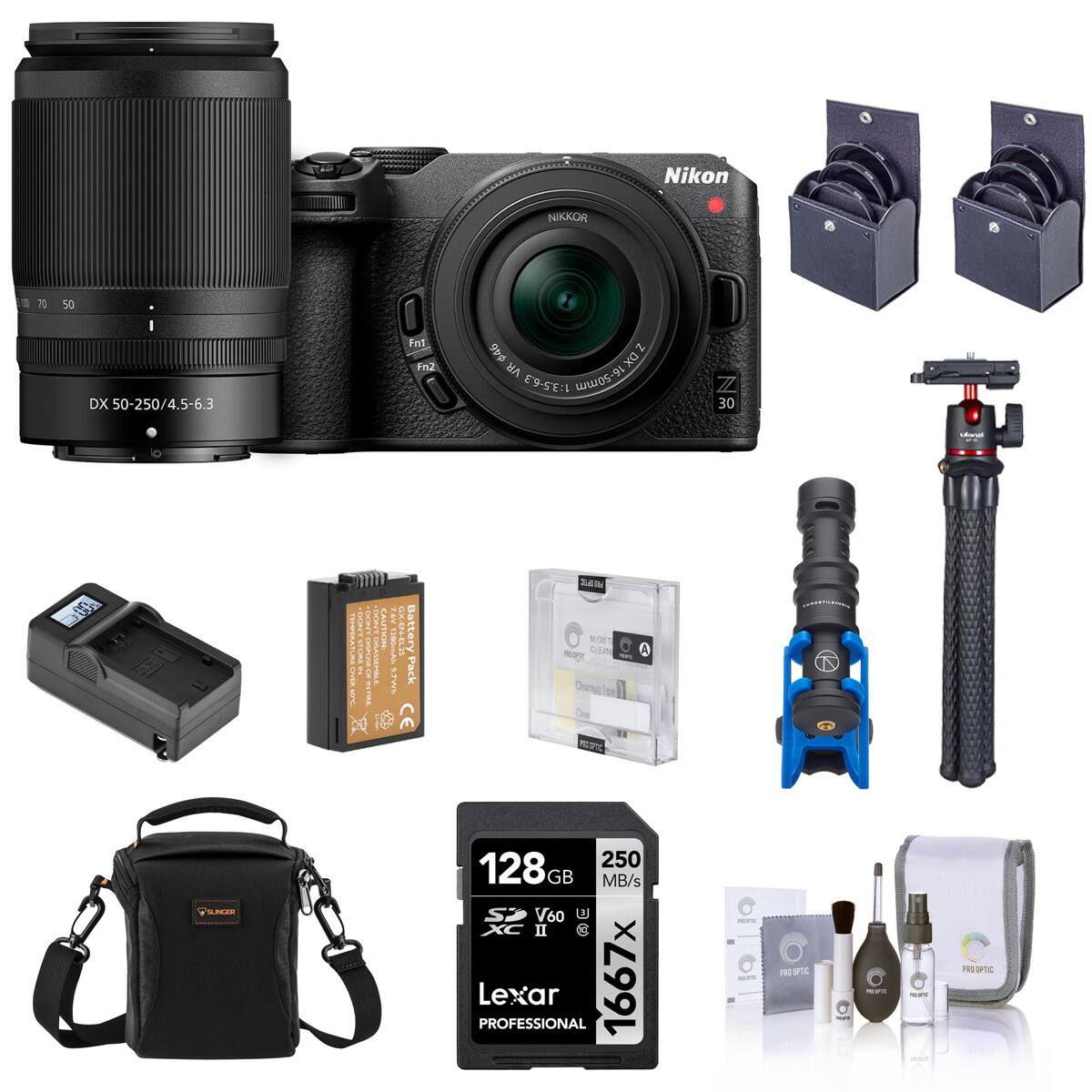 Nikon NIKKOR DX 50-250/4.5-6.3  
Battery Pack  
Lexar PROFESSIONAL 128GB 250MB/s 1667x SDXC UHS-II