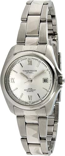 Timetech - Women's Water Resistant Stainless Steel Dial Bracelet Watch - Silver