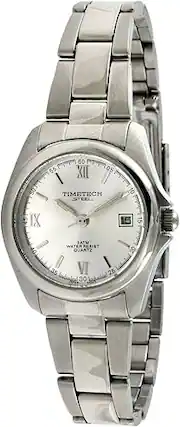 TIMETECH STEEL
WATERRESIST QUARTZ
3 ATM
30 25 35 20 15 10 IX 15 15 40 MTAE
0s 60 55 XII 05 I
I VI I
Jehoed