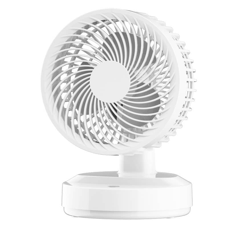 Cluzine - White Desk Portable Fan,80° Oscillating, USB Rechargeable, Quiet Operation, Multi-Angle Adjustment