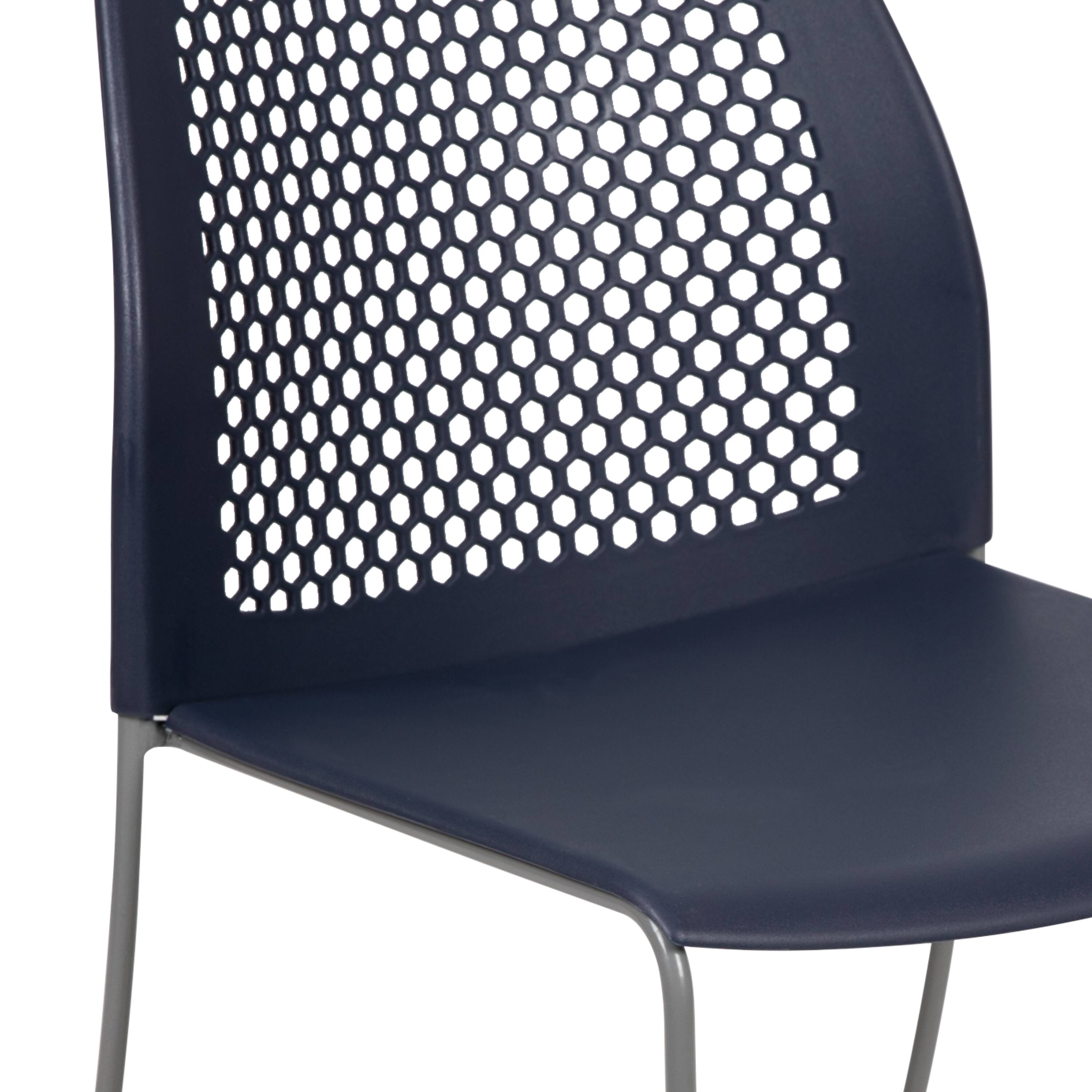 Alt View 10. Emma + Oliver - Home and Office Sled Base Stack Chair with Air-Vent Back - Guest Chair - Navy.
