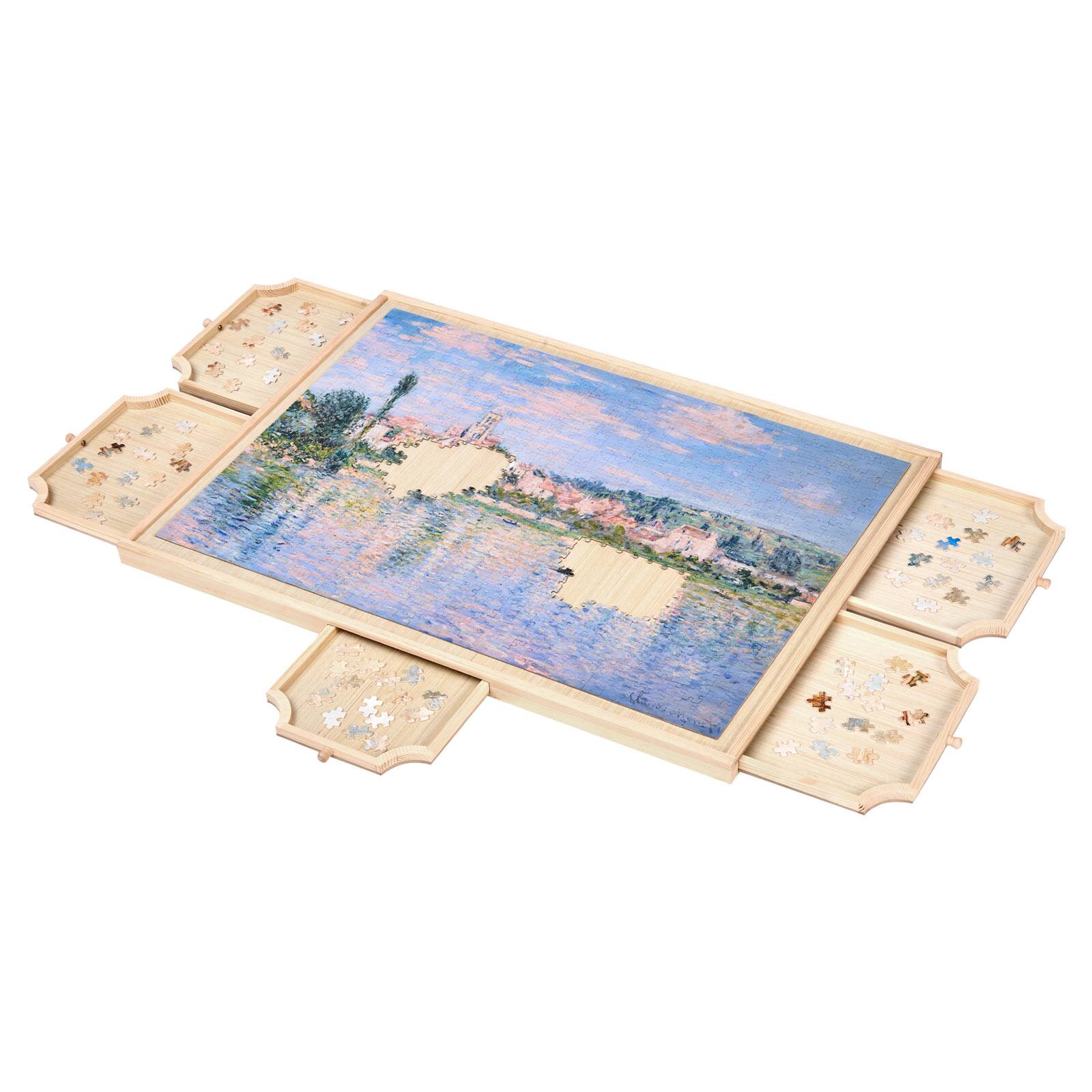 Alt View 5. VEVOR - 1000 Piece Rotating Puzzle Board with 5 Drawers and Cover, 29x21 in Portable Wooden Table.