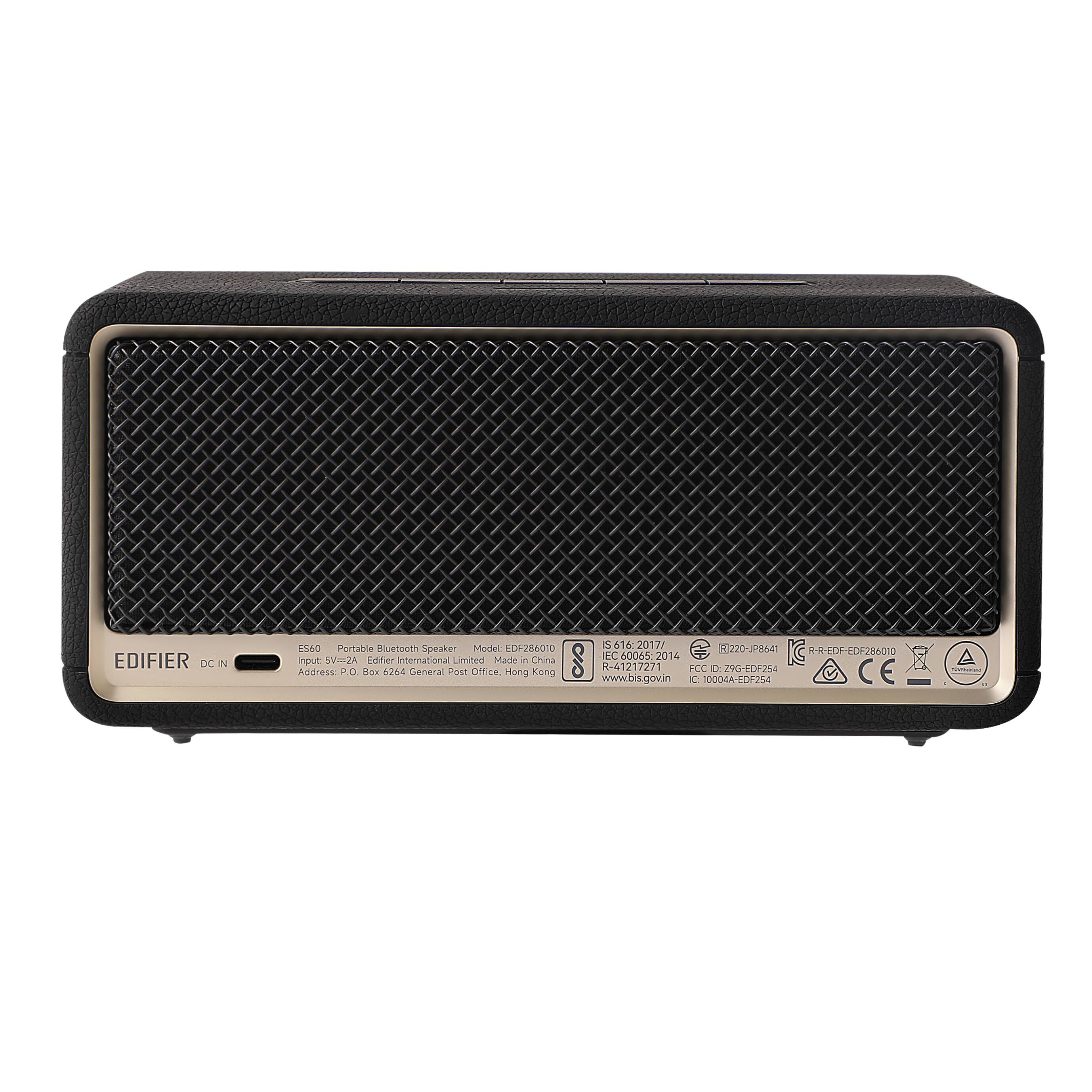 EDIFIER DC IN 1560 Portable Bluetooth Speaker Model: EDF286010 IS 616:2017/ IEC 60065:2014 Made in China FCC 29-EDF254 CE www.bis.gov.in C 10004A-EDF254 R-R-EDF286010 R220-JP86-41 Address: P.O. Box 6264 General Post Office, Hong Kong