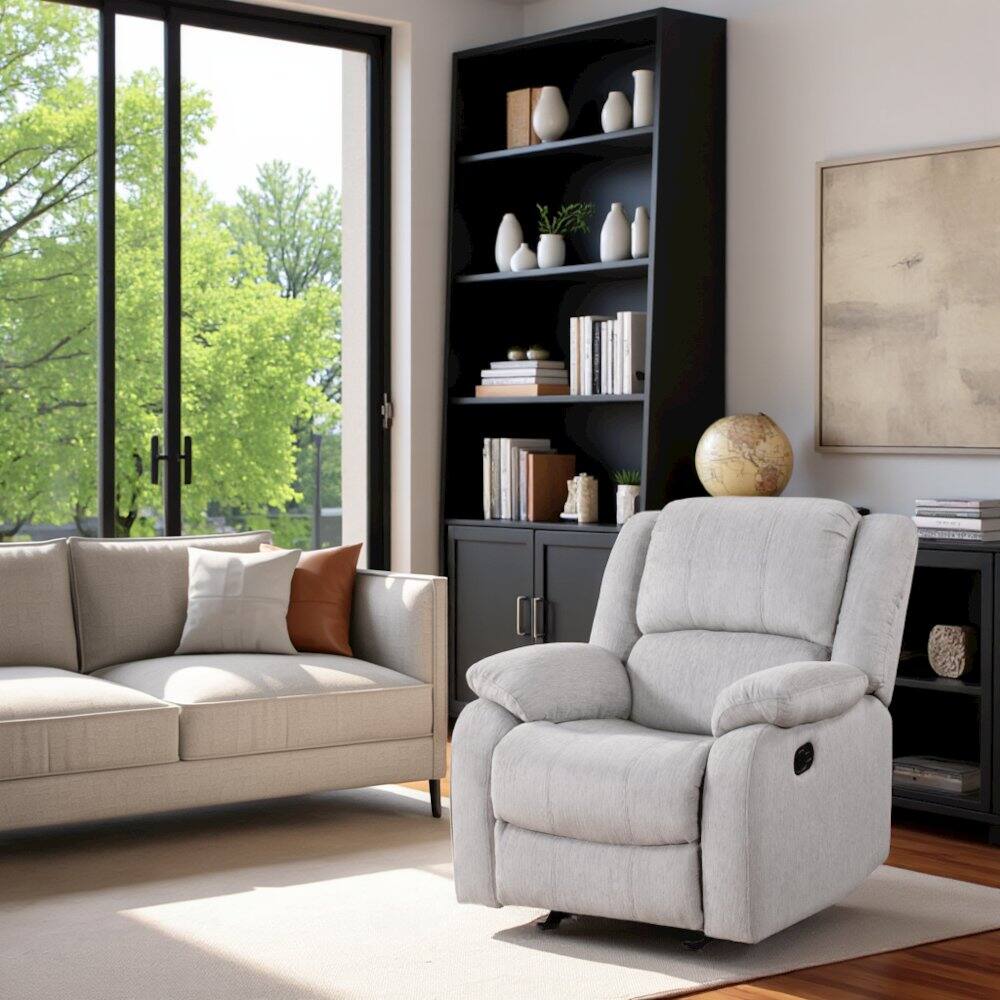 Alt View 2. Starlight Canyon Home - Gray Manual Recliner, Plush Reclining Chair for Living Room Comfort - Grey.