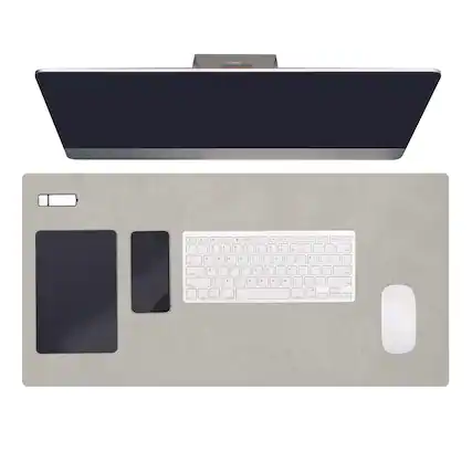 Front. Unique Bargains - 35.4" x 17.7" Leather Desk Pad, Large Dual-Sided Waterproof PVC Mouse Pad for Laptop Computer Writing Desk Gaming Home - Light Gray/Sky Blue.