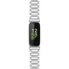 Front. StrapsCo - Evening Bracelet Stainless Steel Watch Band Strap For Fitbit Inspire 3 - Silver.