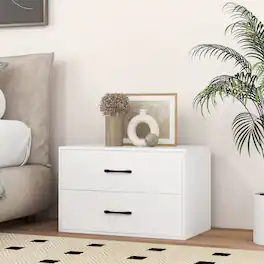 Costway - 2-Drawer Dresser Stackable Horizontal Storage Organizer w/Handles - White