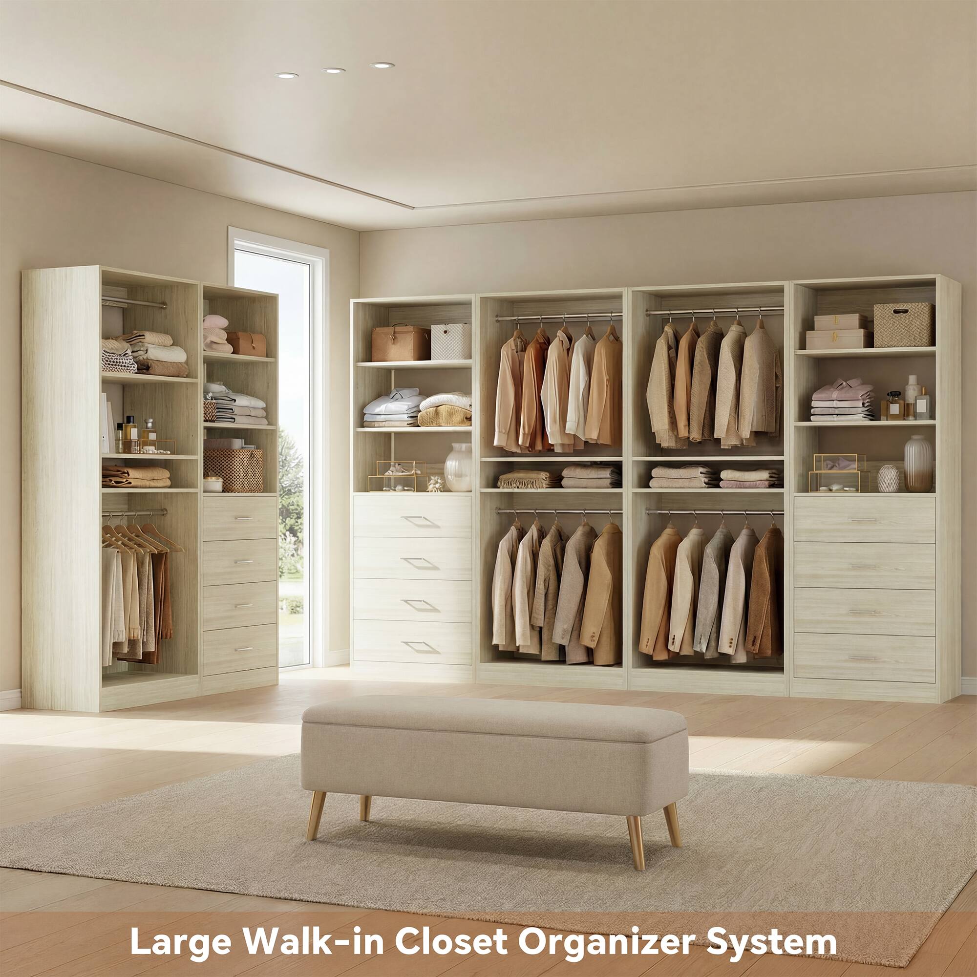 Large Walk-in Closet Organizer System