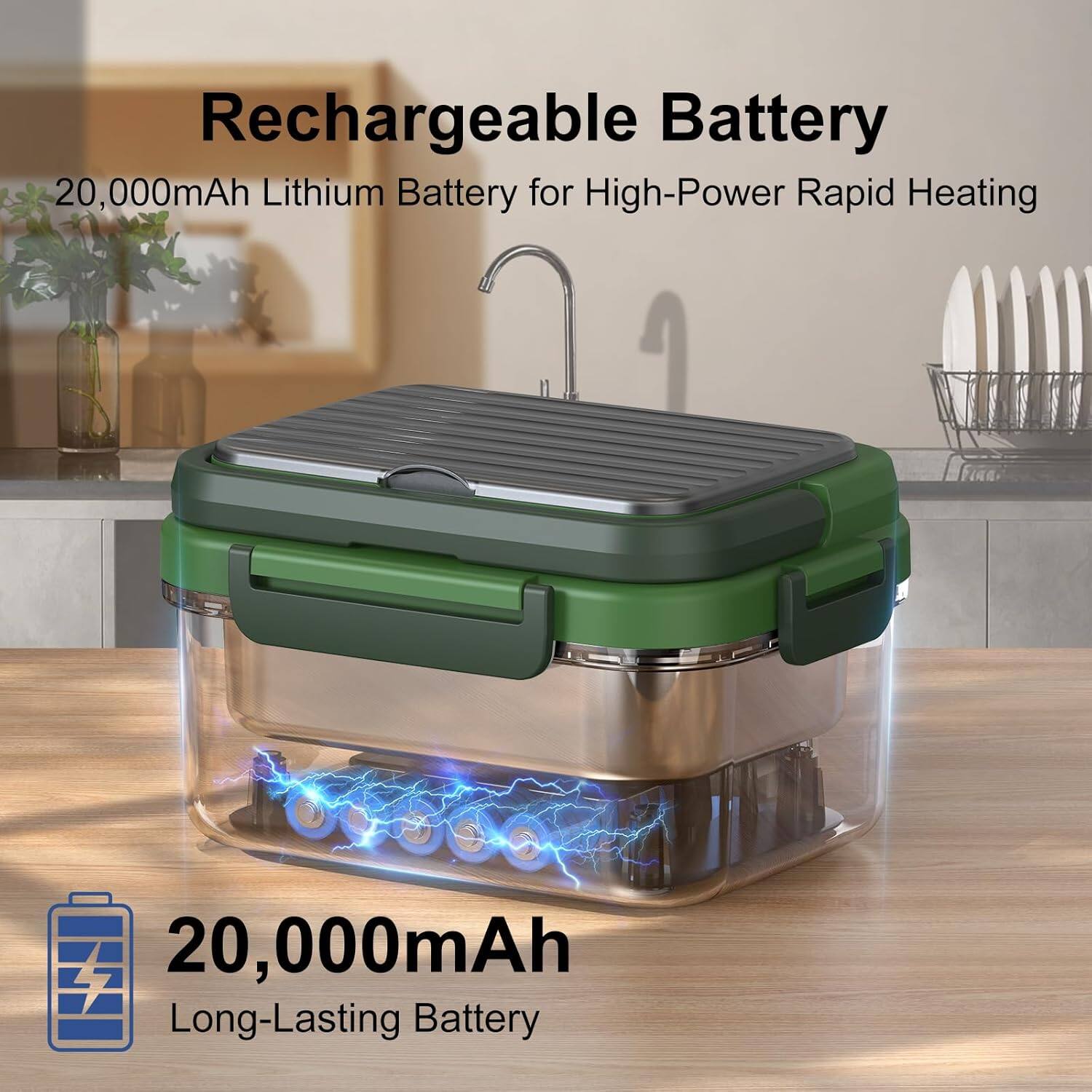 Rechargeable Battery  
20,000mAh Lithium Battery for High-Power Rapid Heating  

20,000mAh  
Long-Lasting Battery
