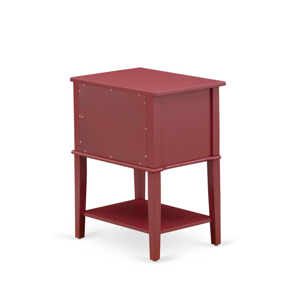 Left. East West Furniture - East West Furniture VL-13-ET Mid Century Modern End Table with 2 Wood Drawers for Bedroom, Stable and Sturdy - Burgundy.
