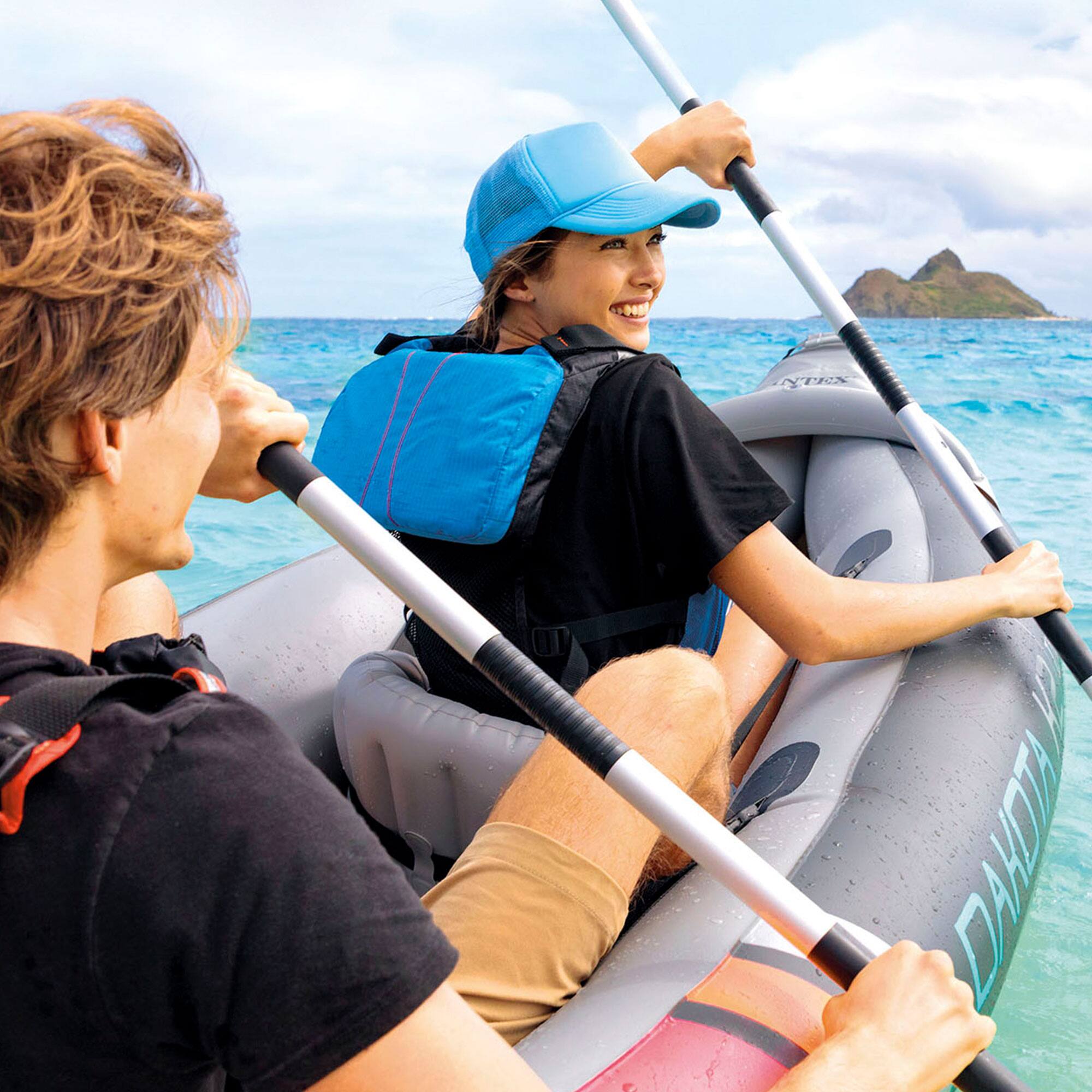 Alt View 1. Intex - Intex Dakota K2 2 Person Vinyl Inflatable Kayak and Accessory Kit w/ Oars & Pump - Gray and Red.