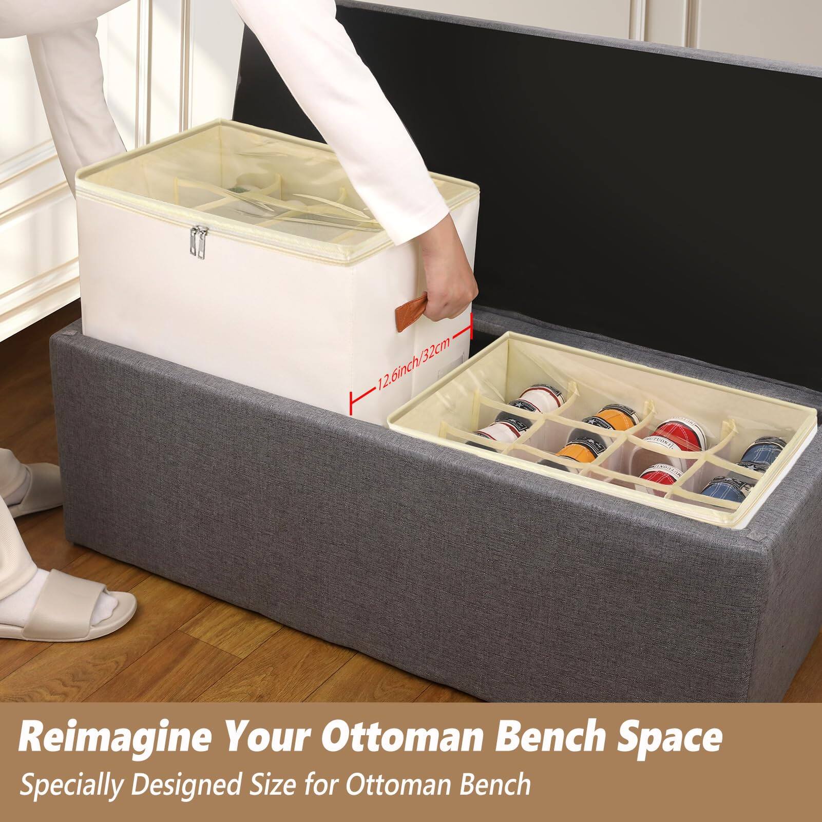 Reimagine Your Ottoman Bench Space  
Specially Designed Size for Ottoman Bench  

12.6inch/32cm  
32cm