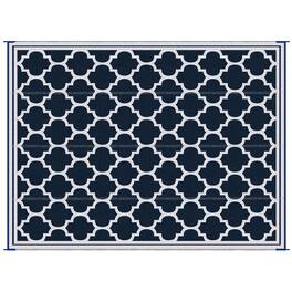 Outsunny - Outdoor Rug, 9' x 12' Plastic Rug - Dark Blue, White