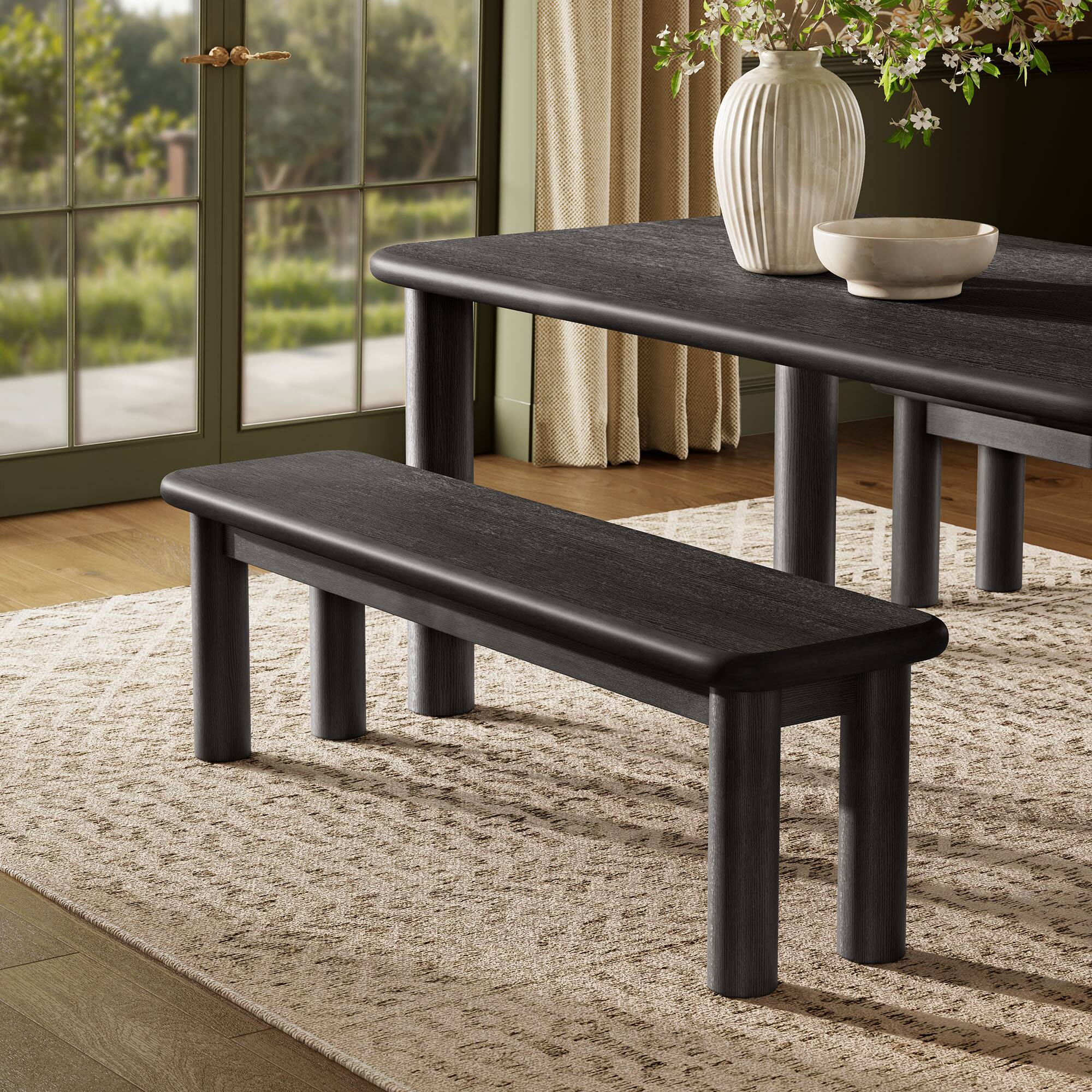Alt View 1. Modway - Alvia 58" Oak Wood Bench by Modway - Black.