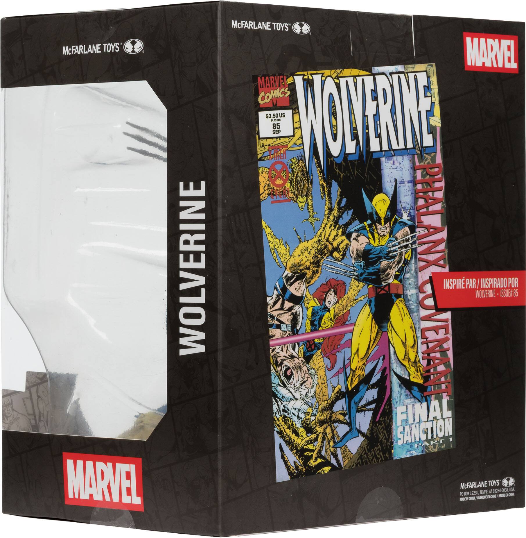 McFARLANE TOYS  
WOLVERINE  
MARVEL COMICS  
$3.50 US  
SEP 85  
INSPIRÉ PAR / INSPIRADO POR WOLVERINE - ISSUE 85  
FINAL SANCTION  
McFARLANE TOYS  
MARVEL