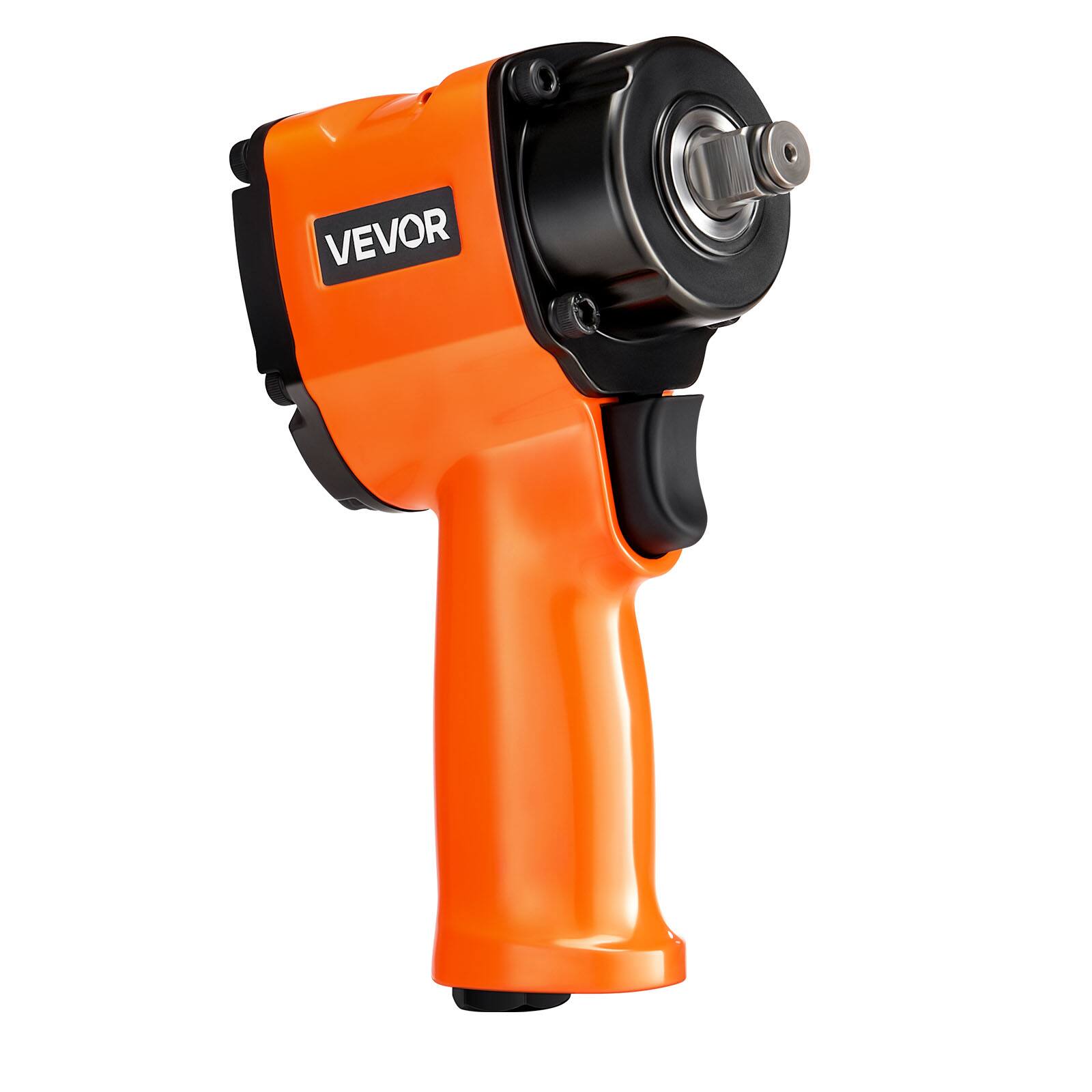 Alt View 5. VEVOR - 1/2-Inch Air Impact Wrench, Up to 738 ft-lbs Nut-busting Torque, Stubby Size & Lightweight Pneumatic Impact Gun - Orange and black.
