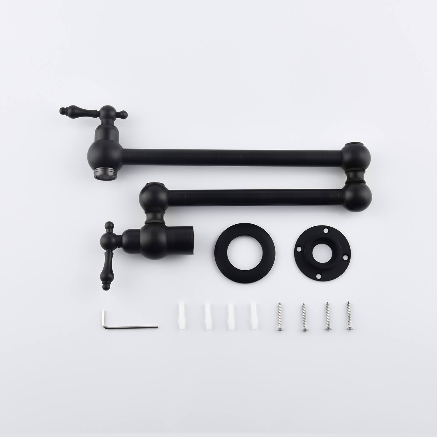 Left. Siljoy - Pot Filler Faucet Wall Mount - Matte Black.