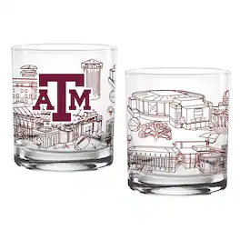 Indigo Falls - Texas A&M Aggies Two-Pack 14oz. Campus Line Art Glass - Multicolor