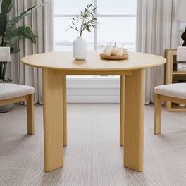 Lirago - 42in. Tapered Leg Round Natural Dining Table Solid Wood Timeless Style,Seats 6 People - Beige