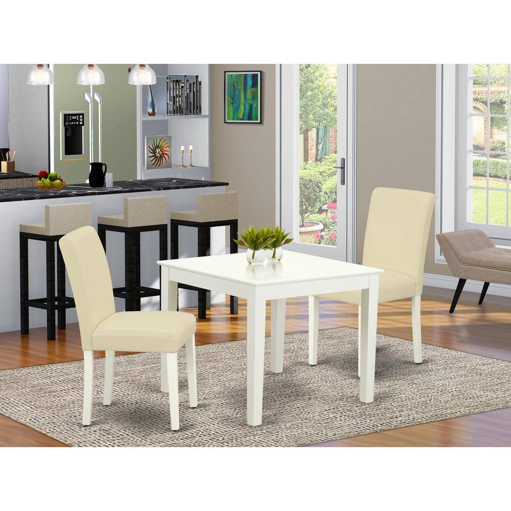 Left. East West Furniture - Dining Room Set Linen White - Brown.