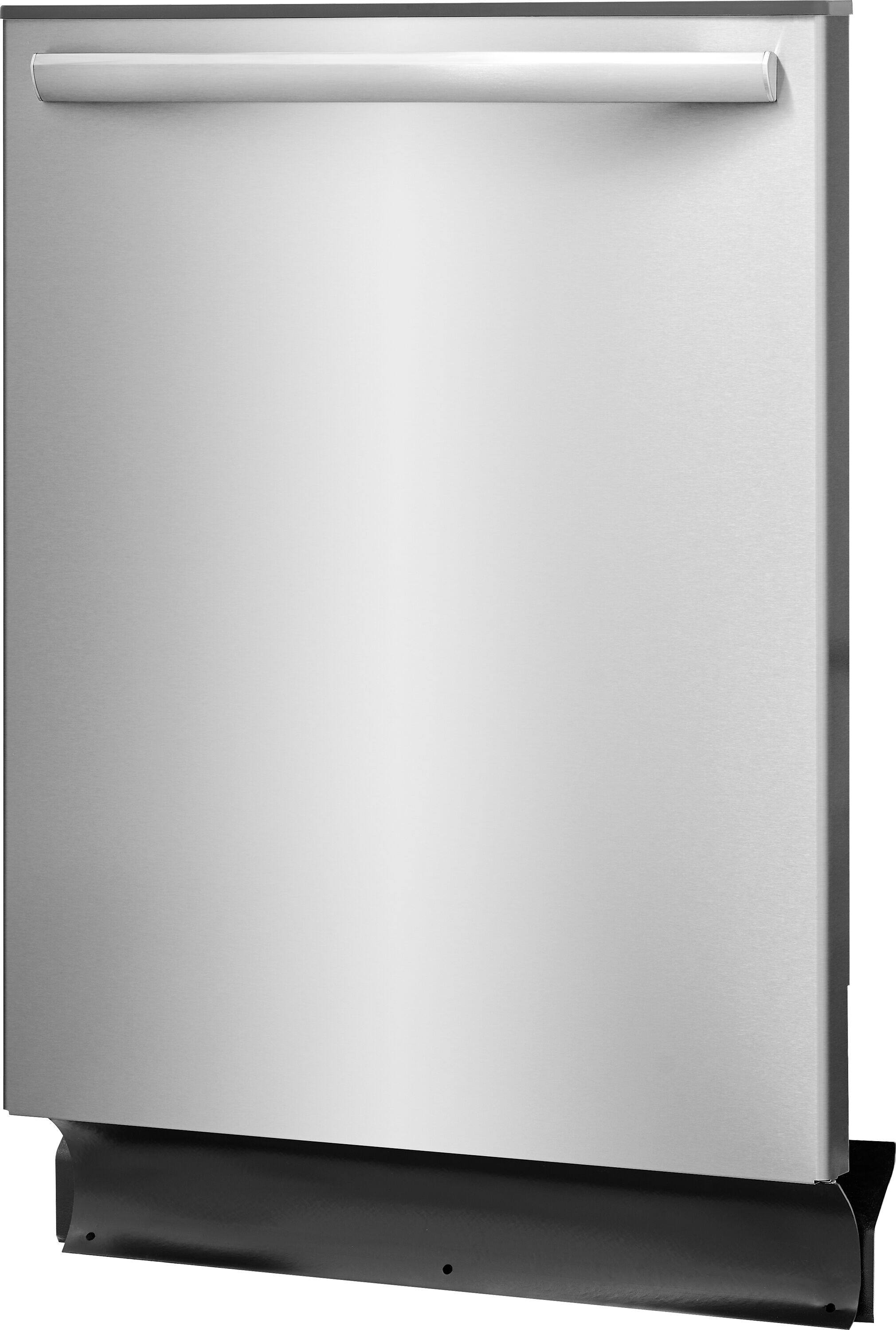 Angle. Frigidaire - Gallery 24" Top Control Built-In Hybrid Tub Dishwasher with OrbitClean, Maxboost Dry, and 51 dBA - Smudge-Proof Stainless Steel.