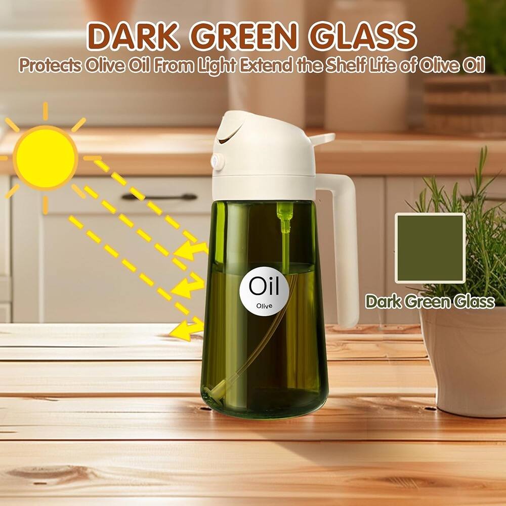 DARK GREEN GLASS  
Protects Olive Oil From Light Extend the Shelf Life of Olive Oil  

Oil  
Olive  

Dark Green Glass