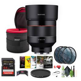 Bundle - Samyang - SYIO85AF-E 85mm F1.4 Auto Focus Weather Sealed Lens + - Black