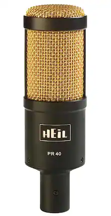 Front. Heil Sound - PR40 Wired Cardioid Dynamic Microphone - Black/Gold - Black/Gold.