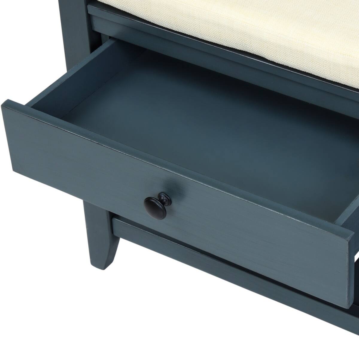 Alt View 1. HTUTWOO - Multipurpose Shoe Rack with Cushioned Seat and Drawers. - Blue.