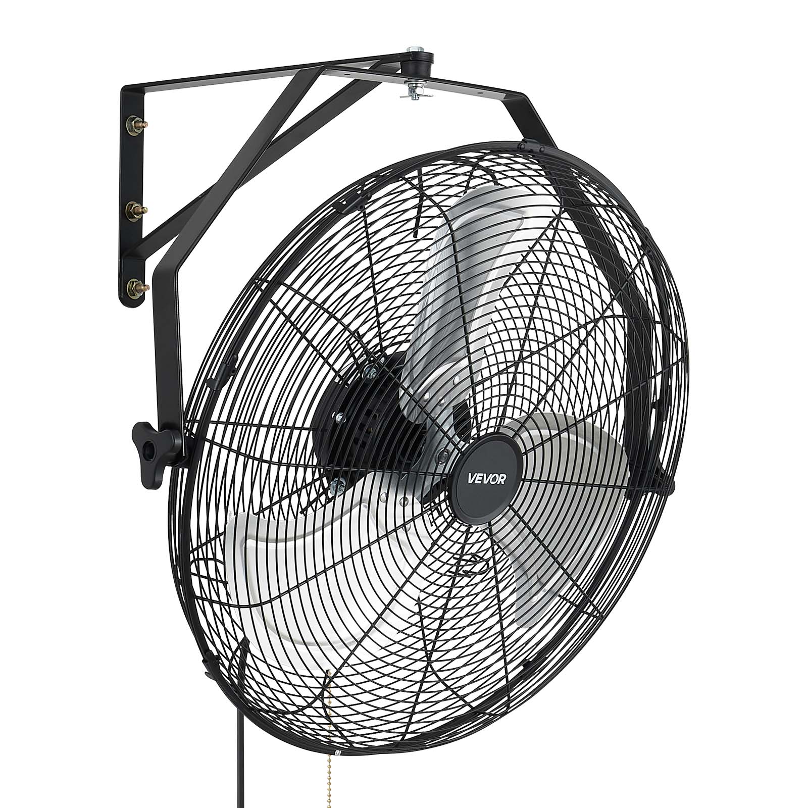 Alt View 5. VEVOR - Wall Mount Fan, 20 in Wall Mounted Hanging Fan, 3-Speed, Long Airflow Distance, Adjustable Rotation Angle - Black.