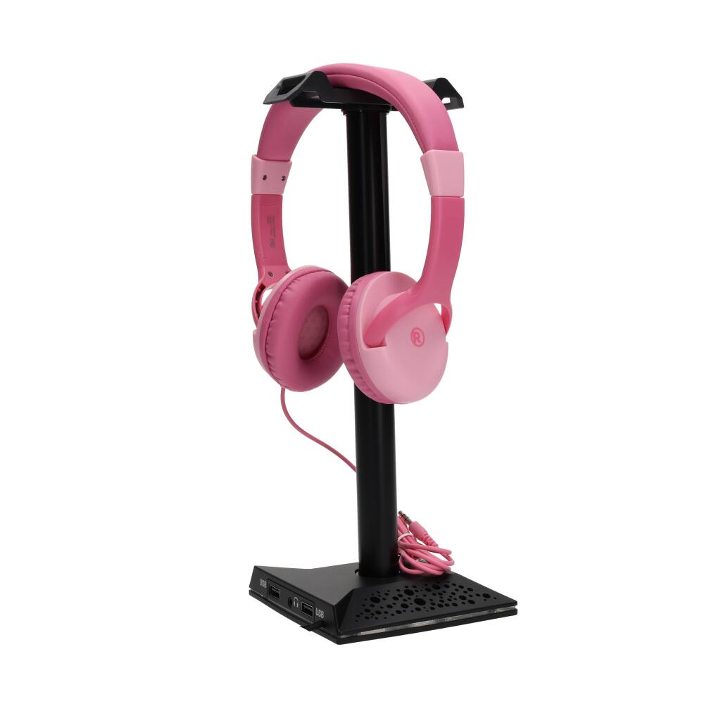Left. RadioShack - Kids Wired Headphones, Child-Safe Volume, 3.5mm Plug, Soft Cushioned Ear Pads, Foldable Headband, Pink.